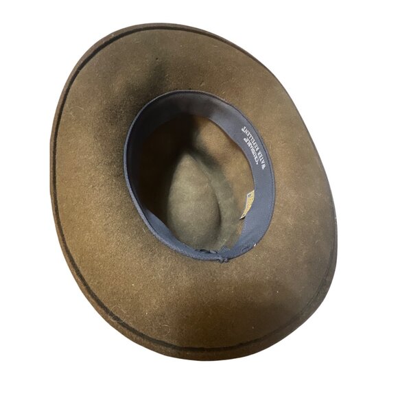 Mens Woolrich Small Brown Crushable Water Repellant Hat With Tan Leather Band - Picture 6 of 8